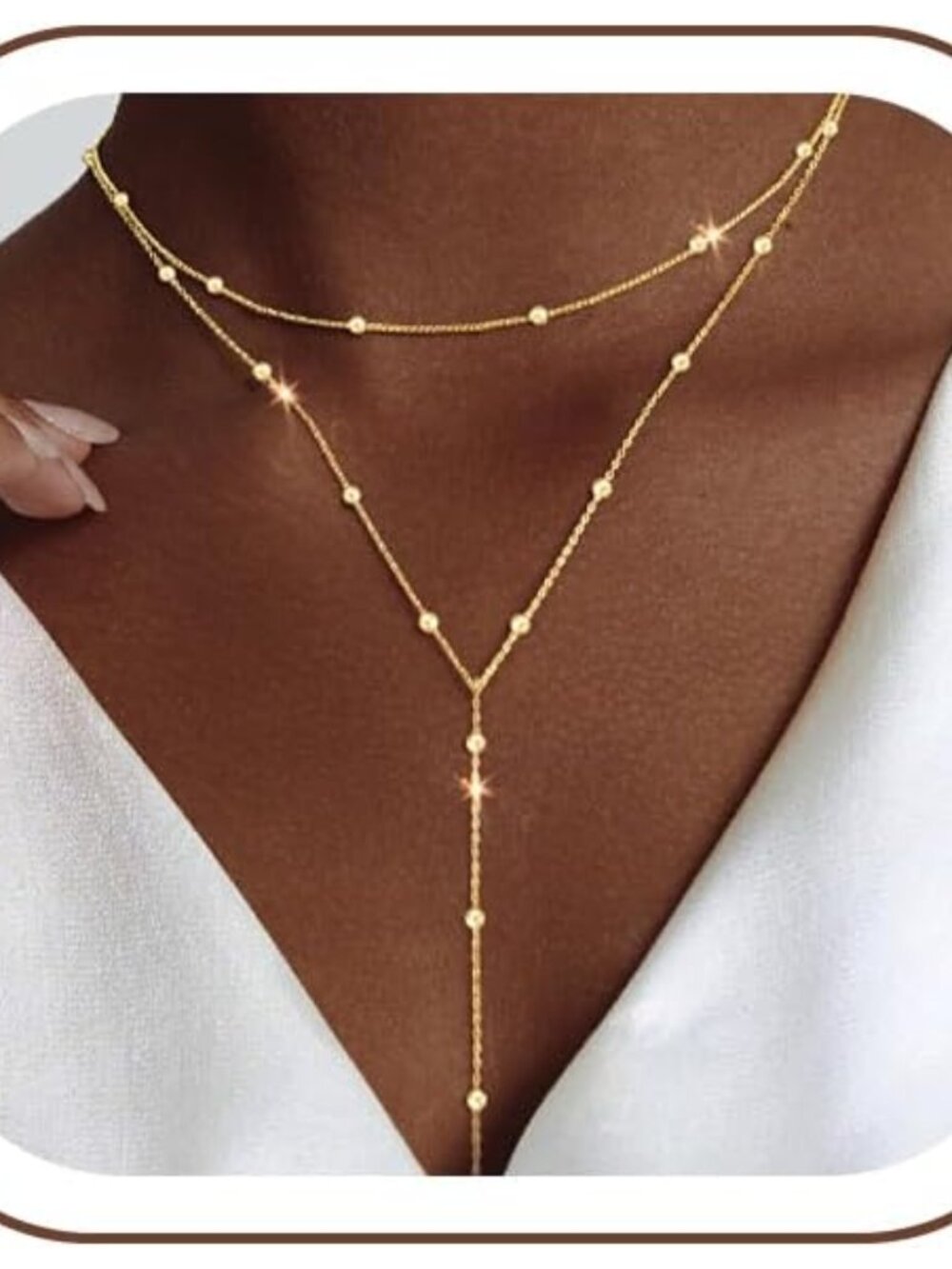 Lariat Gold Necklace for Women, Dainty Long Necklace 14k Gold Plated/Silver Y-Sh